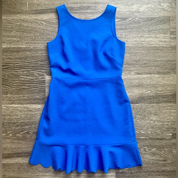 J Crew blue sleeveless dress with scalloped hem in size 4 - Picture 2 of 8